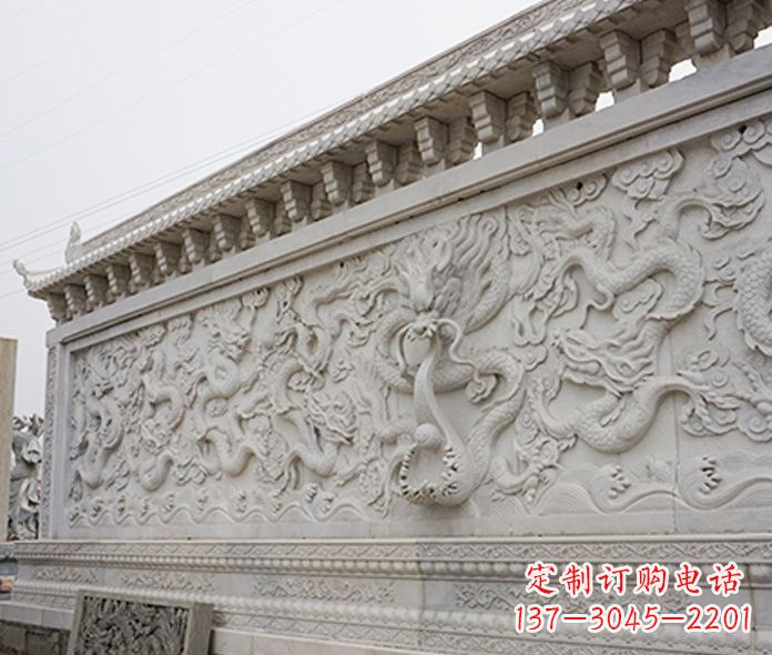 大连园林九龙壁石雕影壁 (5)
