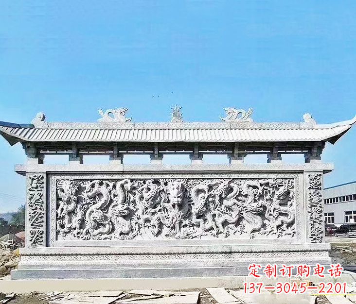 大连园林龙浮雕影壁墙景观石雕