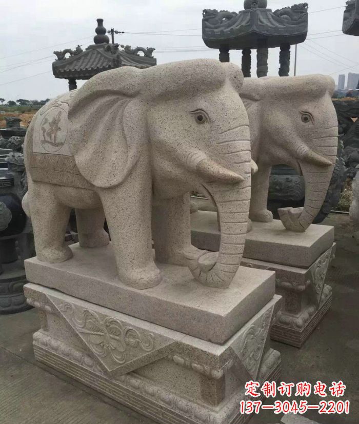 大连招财进宝大理石大象石雕