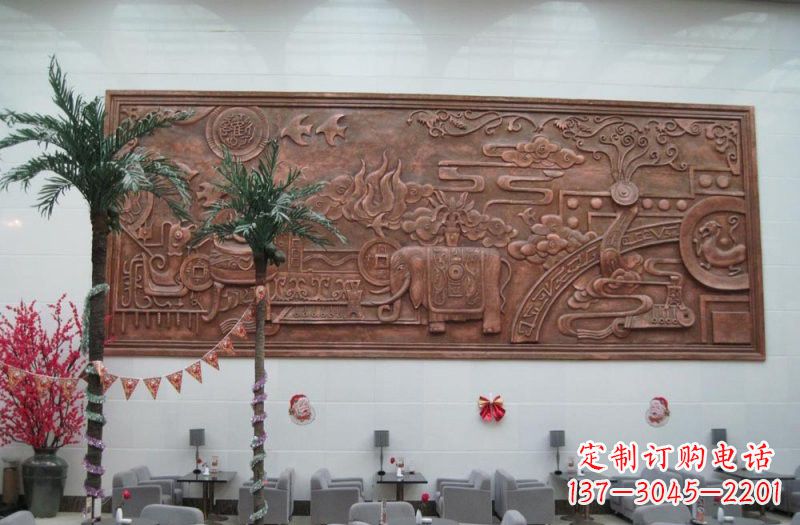 大连招财进宝大象铜浮雕