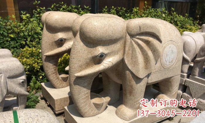 大连招财进宝砂岩大象石雕