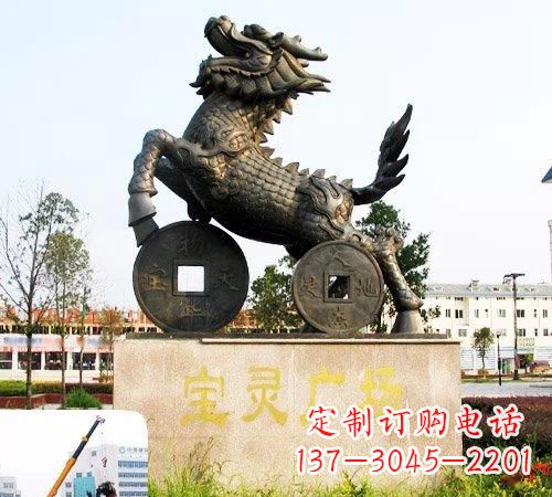 大连招财麒麟铜雕