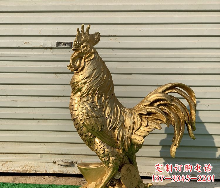 大连招财元宝公鸡铜雕