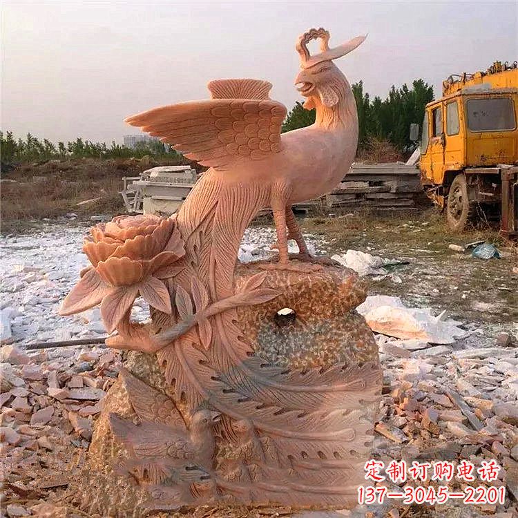 大连中国古代传说中的瑞鸟凤凰牡丹石雕