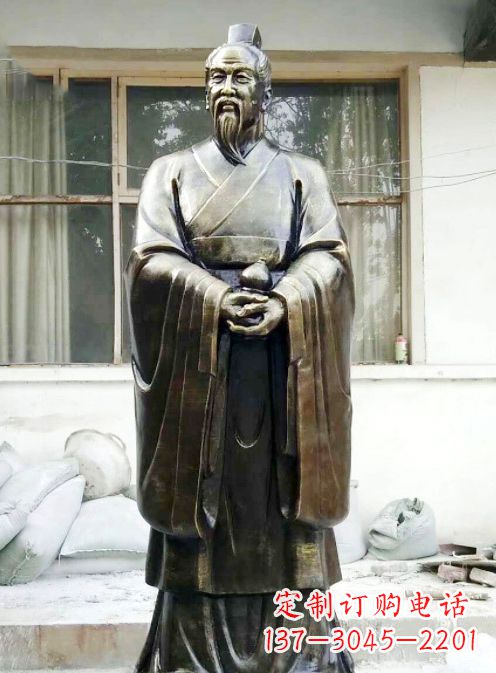 大连中国古代名医扁鹊铸铜雕像半身像