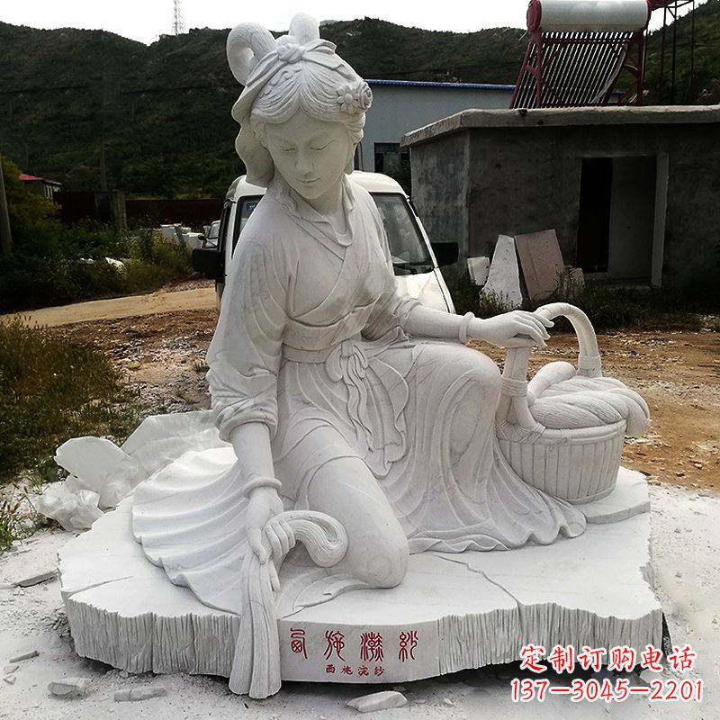 大连中国古代四大美女之西施汉白玉石雕塑