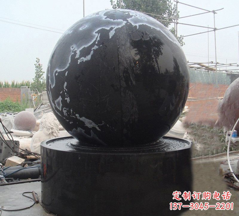 大连中国黑风水球石雕