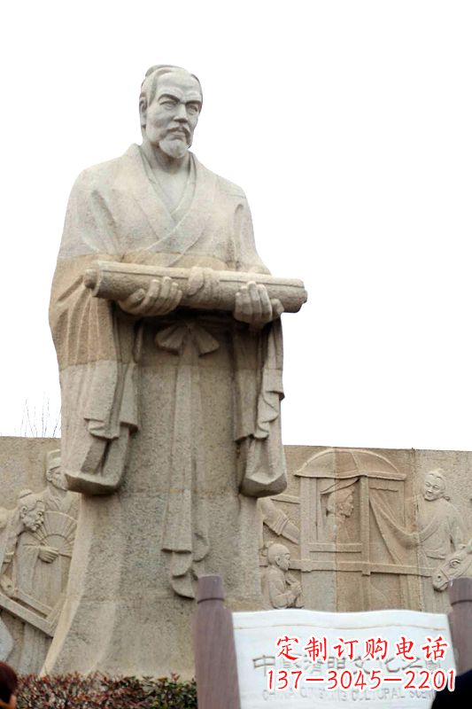 大连中国历史名人北宋绘画大师清明上河图画家张择端汉白玉石雕像