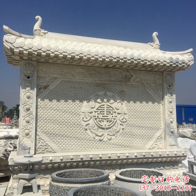 大连中式庭院影壁石雕-中国古建大门萧墙