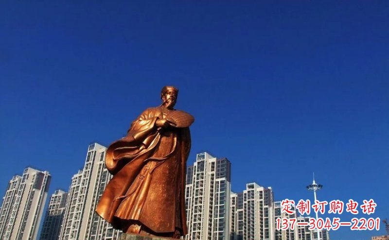 大连诸葛亮古代名人铜雕 (2)