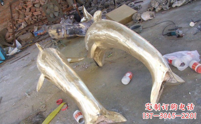 大连铸铜海豚公园动物铜雕
