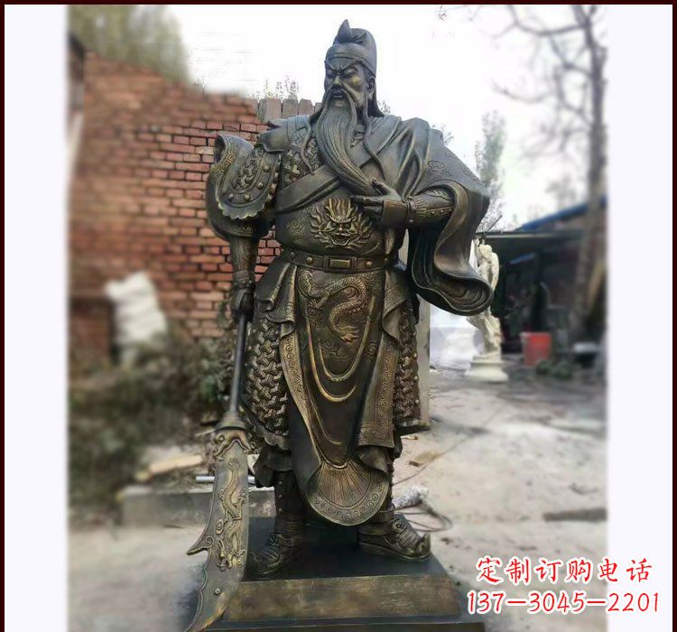 大连铸铜立式关公雕塑