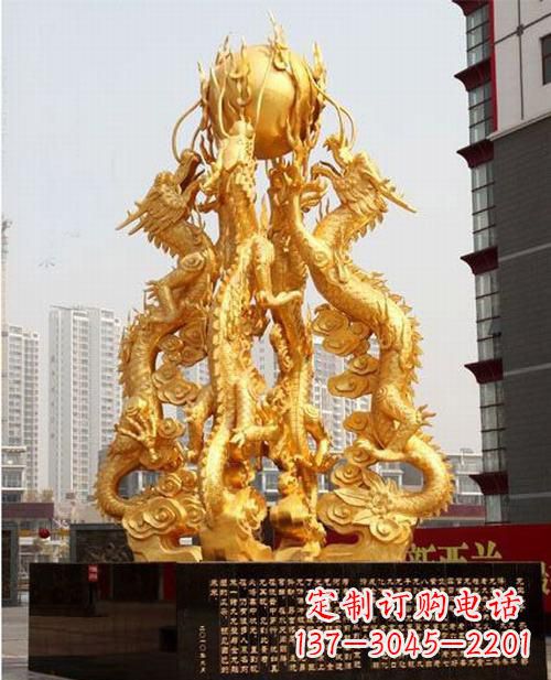 大连铸铜四龙戏珠雕塑