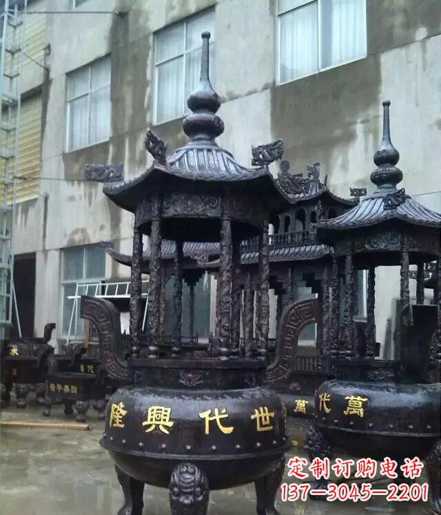 大连铸铜寺庙香炉铜雕 (3)