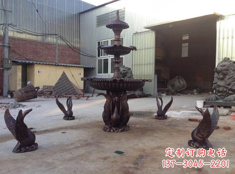 大连铸铜天鹅喷泉雕塑