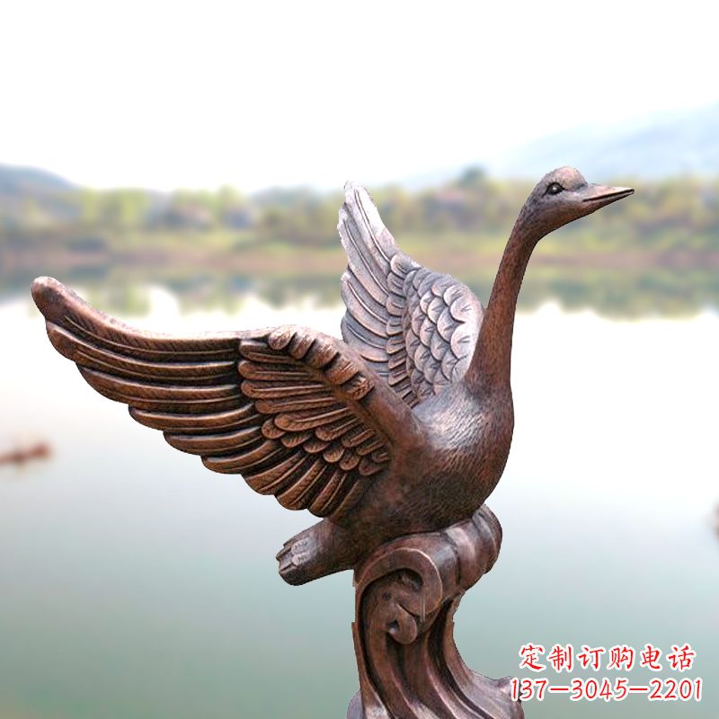 大连铸铜天鹅景观摆件