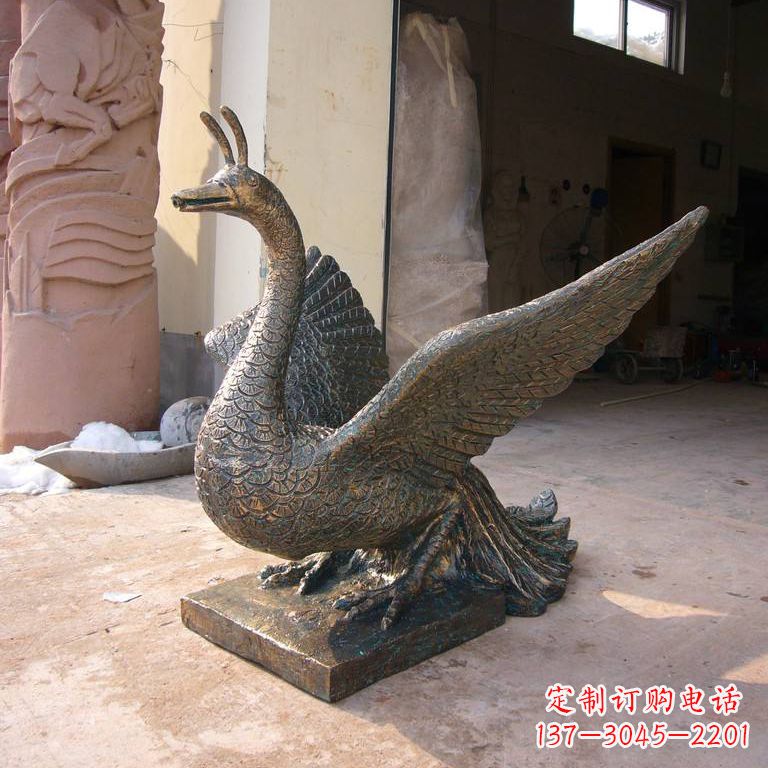 大连铸铜天之四灵朱雀雕塑摆件
