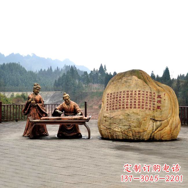 大连卓文君与司马相如凤求凰公园景观雕塑-历史典故人物情景雕塑