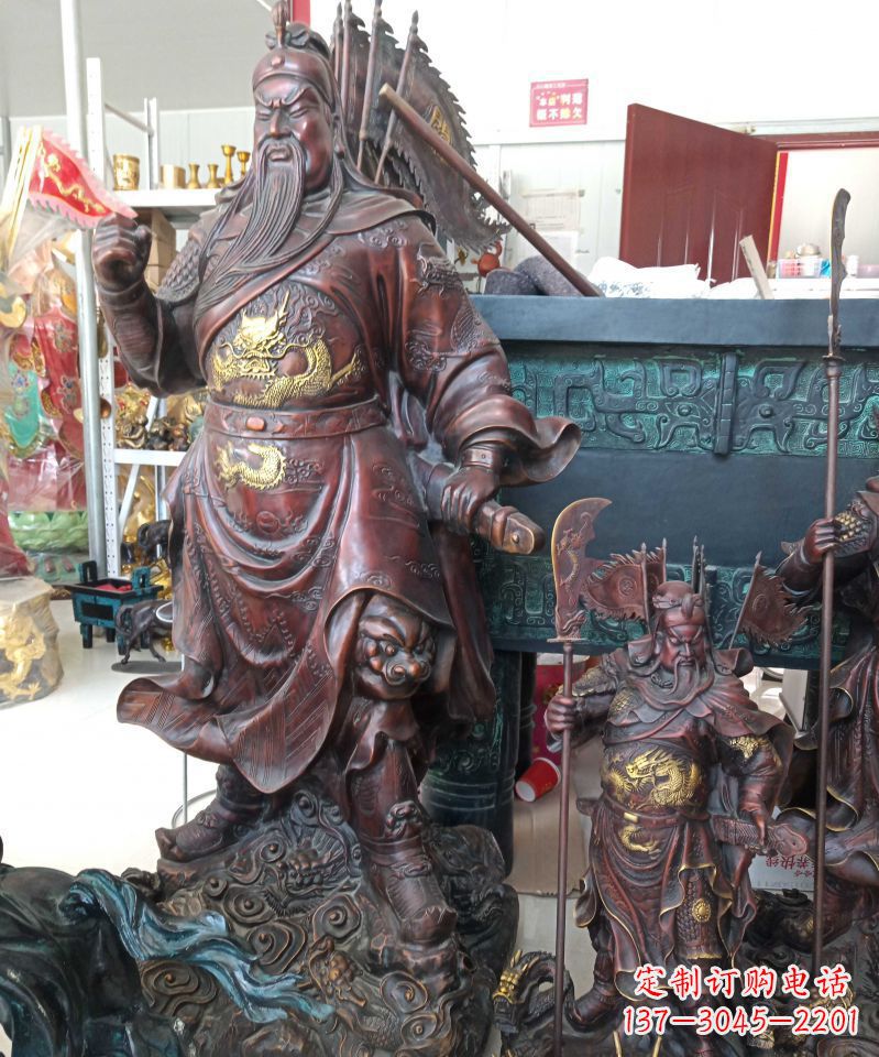 大连宗教庙宇关公武财神铜雕