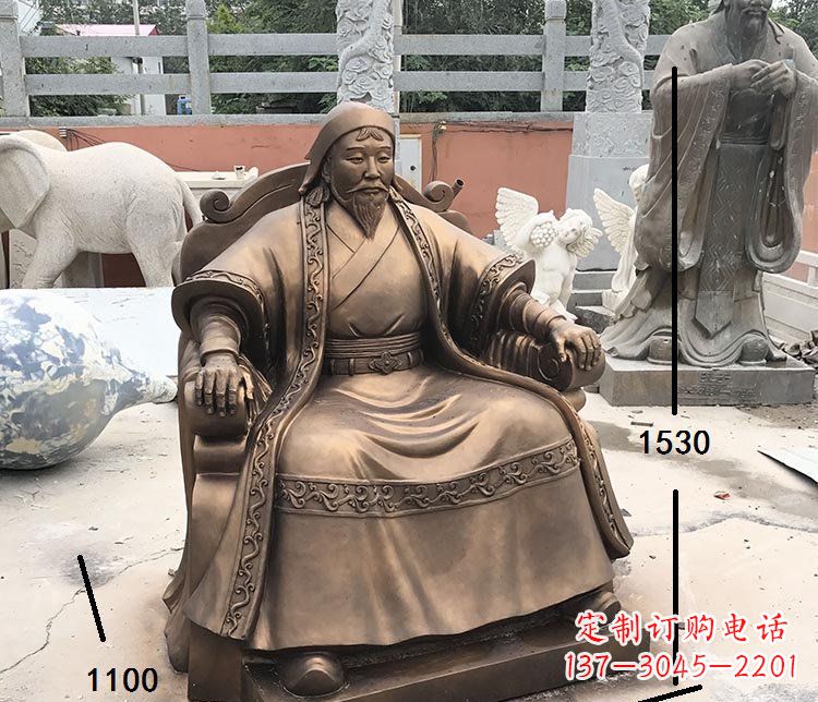 大连坐式成吉思汗铜雕 (2)