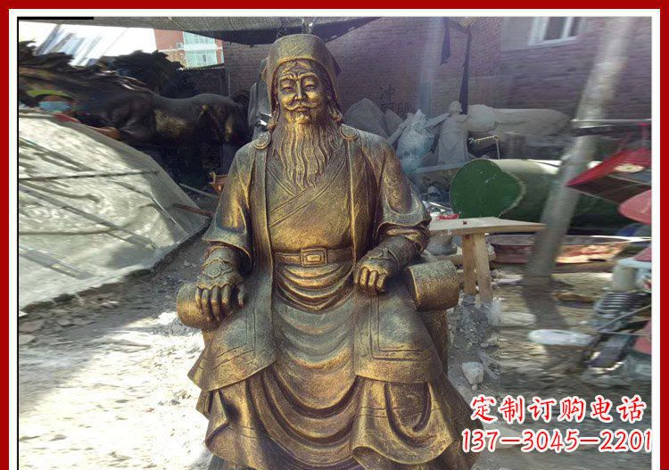 大连坐式成吉思汗铜雕