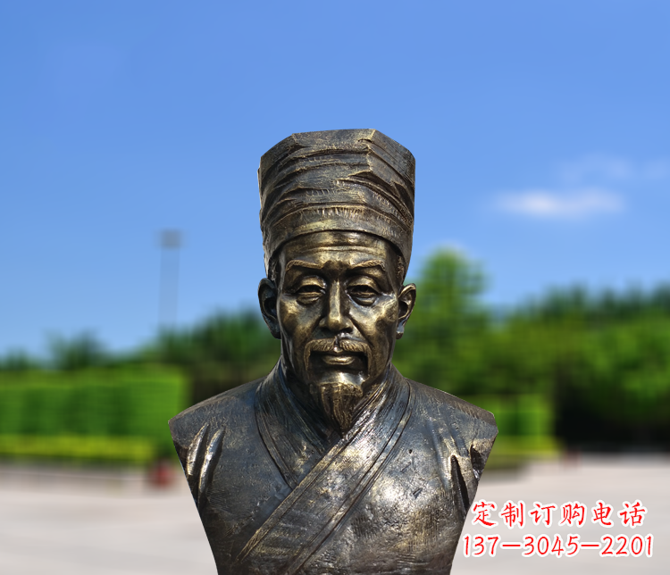 大连名医李时珍半身像铜雕